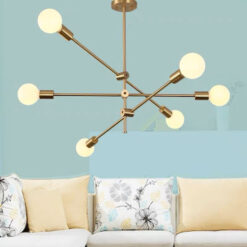 Pendant_Light_5374-Gold_700mm_750_mm_E27_6_Holder_With_E27_G95_7W_3T_Bulb